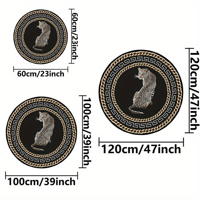 LunaWeave | Tappeto rotondo con stampa leopardata | Lussuoso tappeto animalier – Stiloso, antiscivolo e facile da pulire