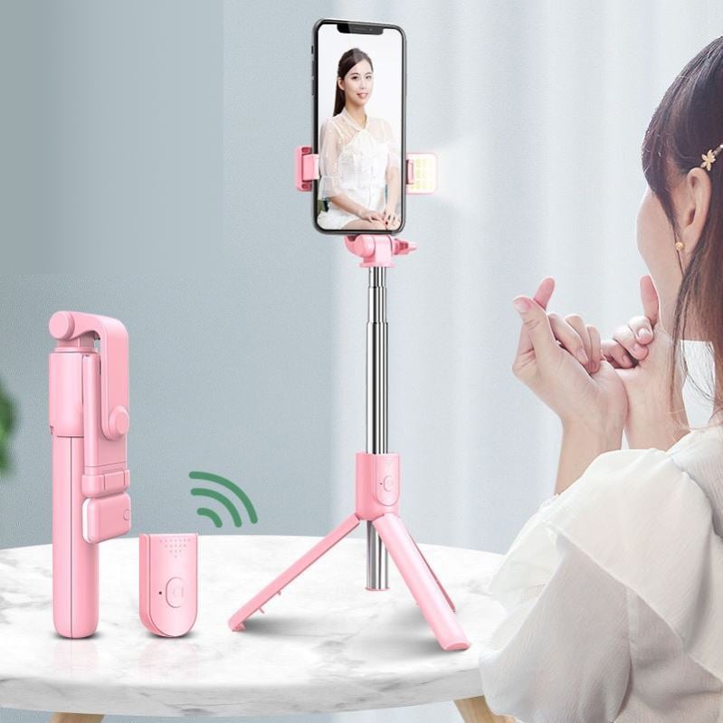 Selvano | Asta per selfie con treppiede, telecomando Bluetooth e luce LED