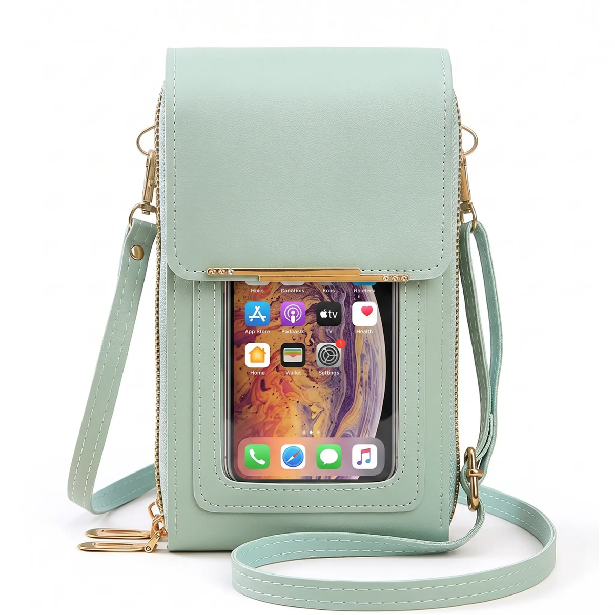 Carvessa | Borsa a tracolla per telefono con protezione RFID e finestra touch