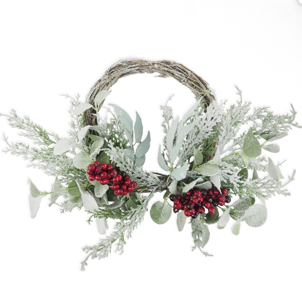 Frostel | Christmas wreath with eucalyptus and berries in a frosted finish, 50 cm