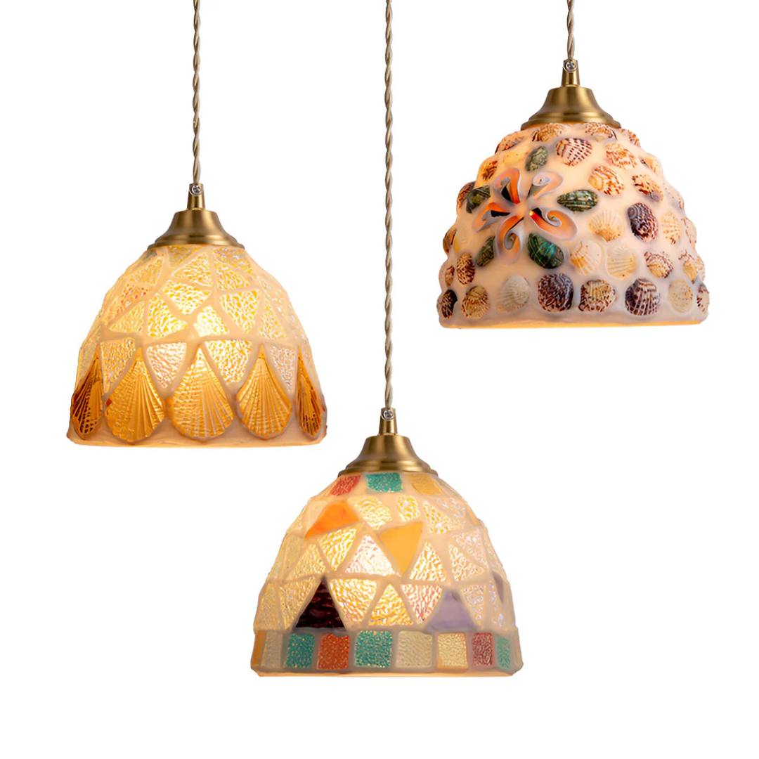 Retro Dining Table Pendant Lamp | Colored Glass Look | Eye-Catcher Above the Table | Copper