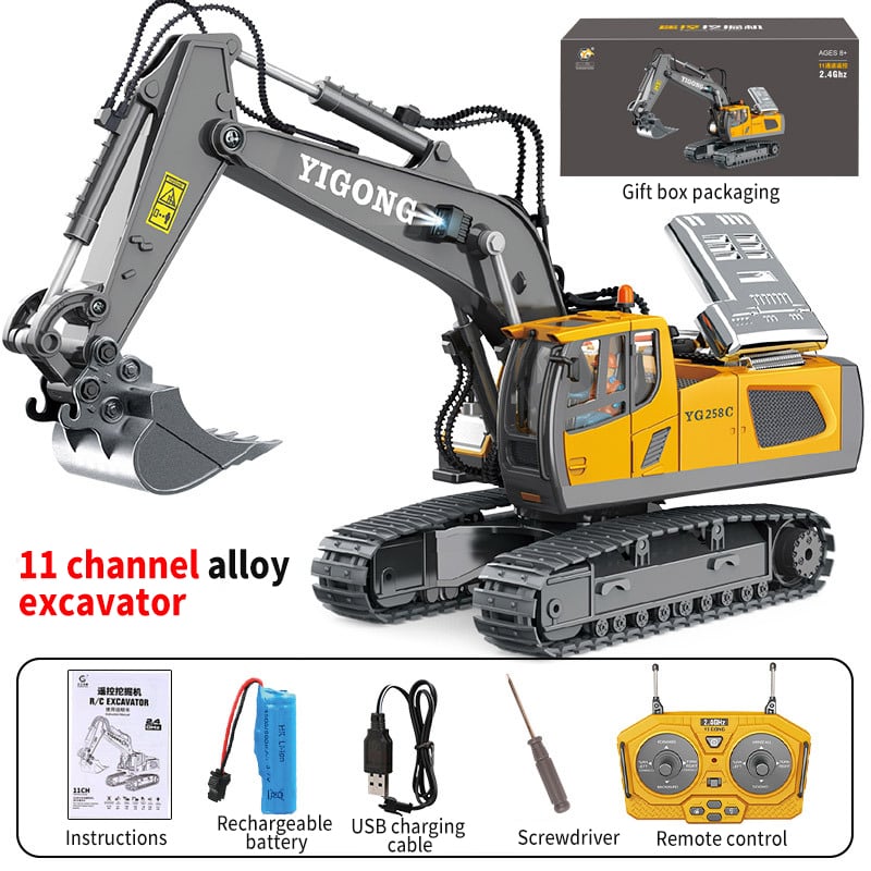 Baggaro | escavatore idraulico radiocomandato 1:20 in alluminio CNC con 18 canali e batteria