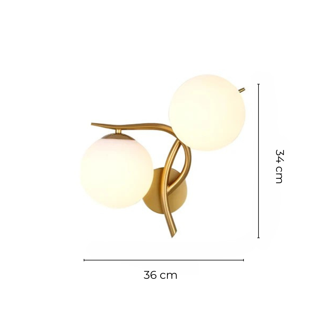 Lampada da parete scandinava | Illuminazione elegante per interni | Luce calda | Vetro e rame