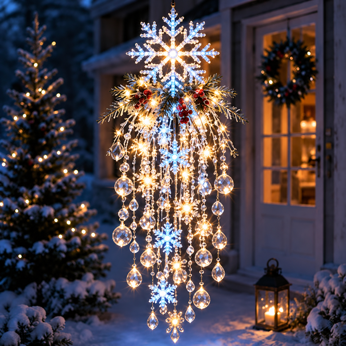 Cascira | Hanging Outdoor Christmas Light, LED with Crystal-Style Accents