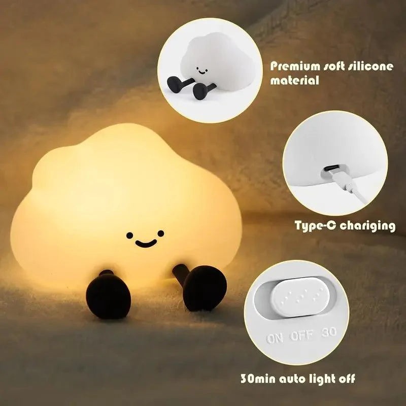 Nuvia Lumo | Lampada da comodino LED ricaricabile USB a forma di nuvola con dimmer touch