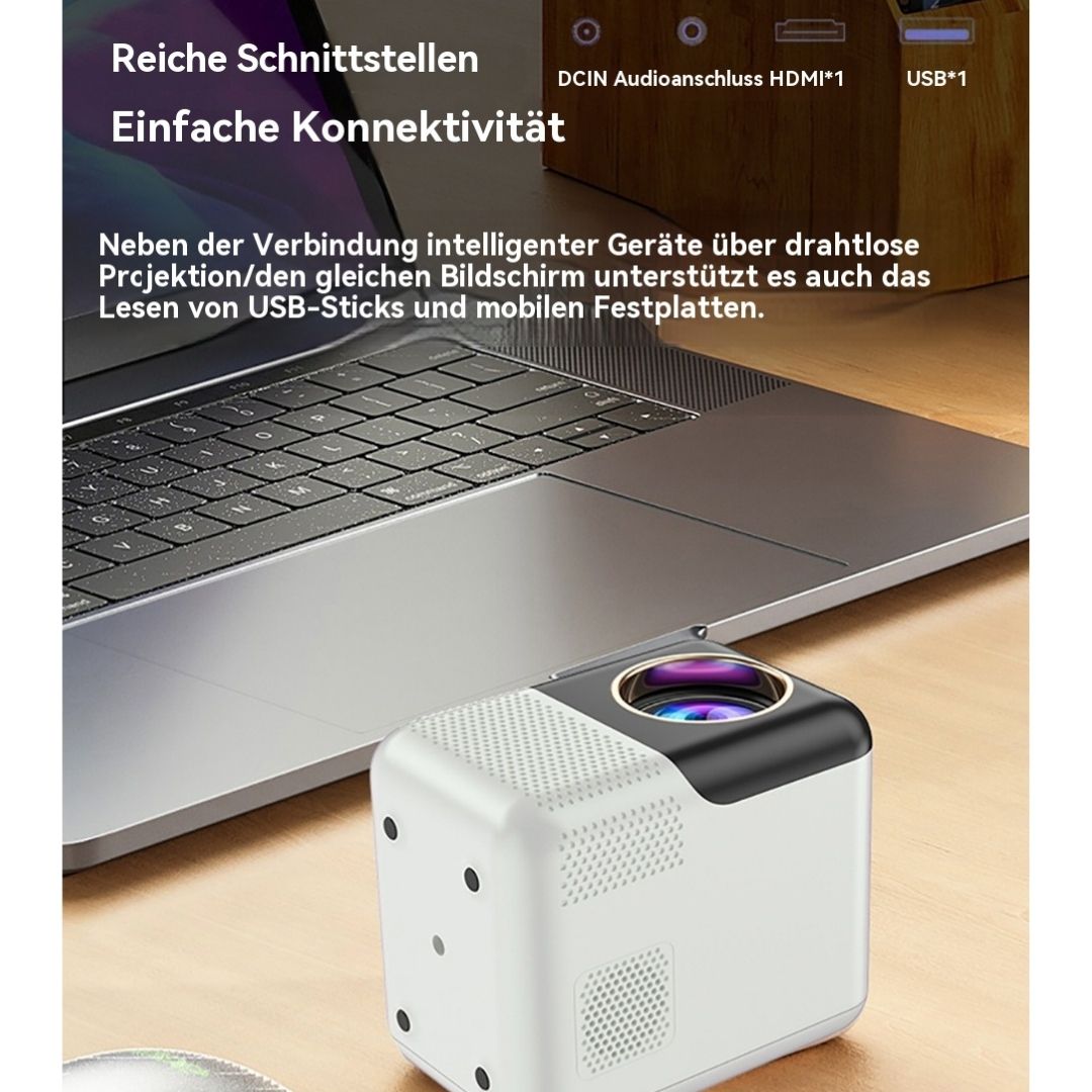 Leinvia | Full HD 1080p mini projector, supports 4K, with speaker