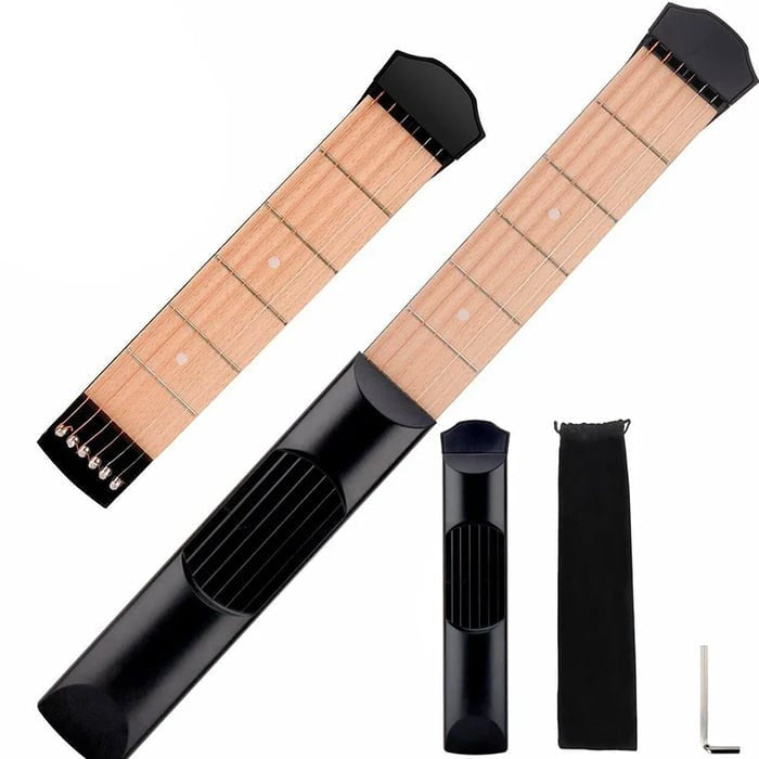StrumMeister | Chitarra tascabile per esercitarsi con tabella degli accordi e metronomo