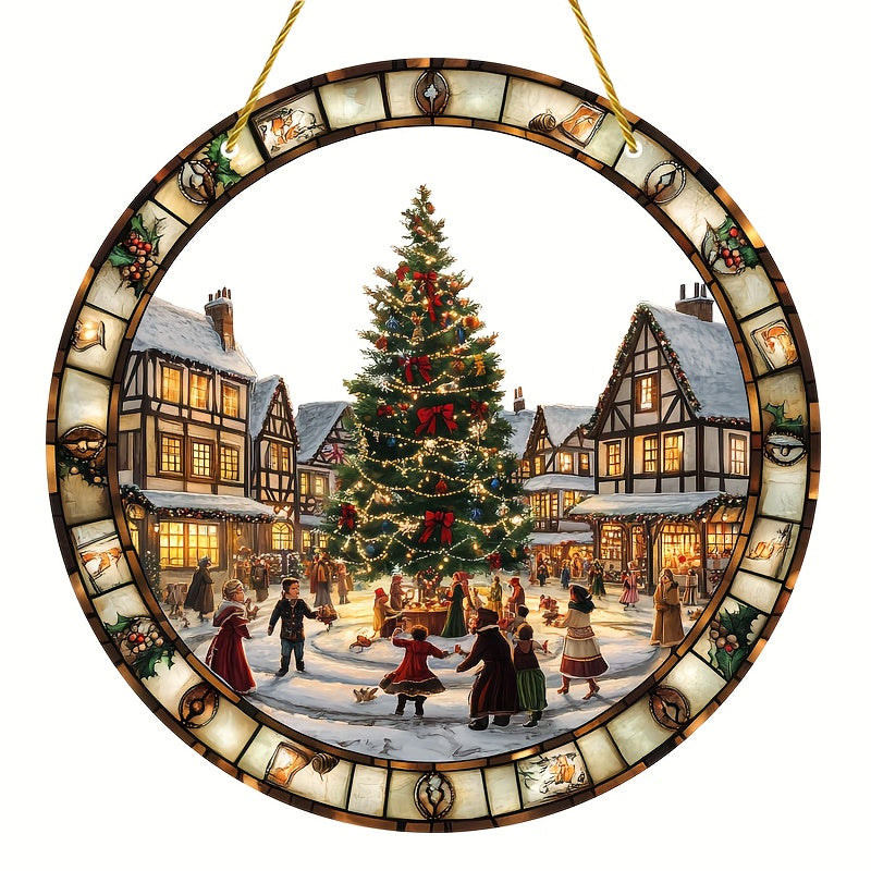 Winora | Christmas decor window hanging made of acrylic with Christmas village