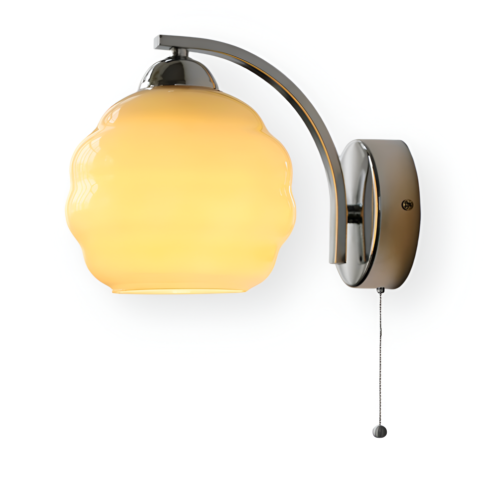 MilkyLume – Artistic Art Deco Style Wall Light in Milk Glass & Metal