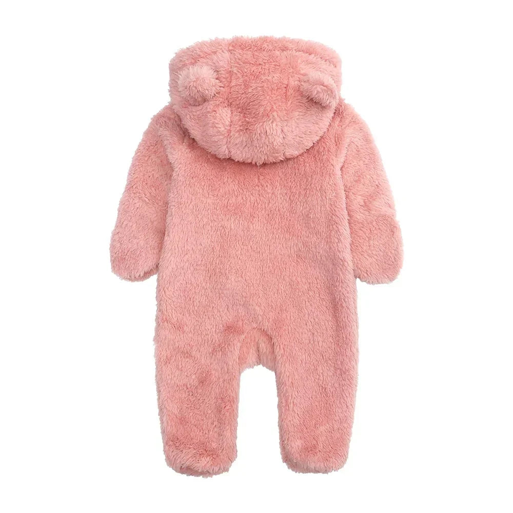 Tedmira | Tuta da neve per neonati in morbido peluche con cappuccio con orecchie da orso e cerniera