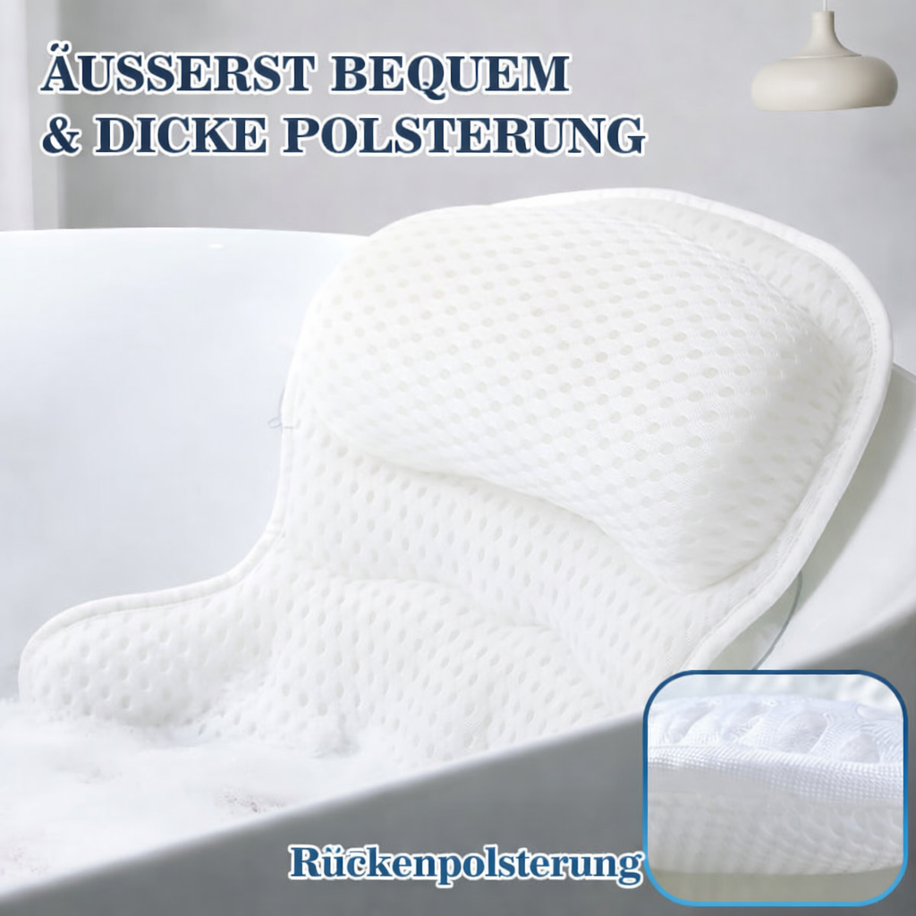 BathCloud 4D Bath Pillow | Ergonomic neck & back support pillow with anti-slip suction cups