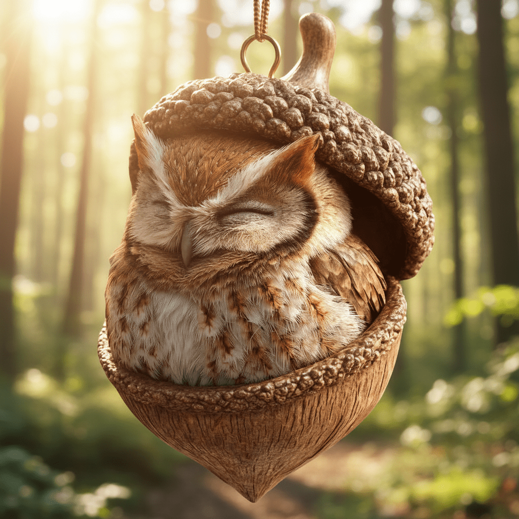Eichelo | Decorazione natalizia da appendere con animali del bosco dentro ghiande in acrilico, 8 cm