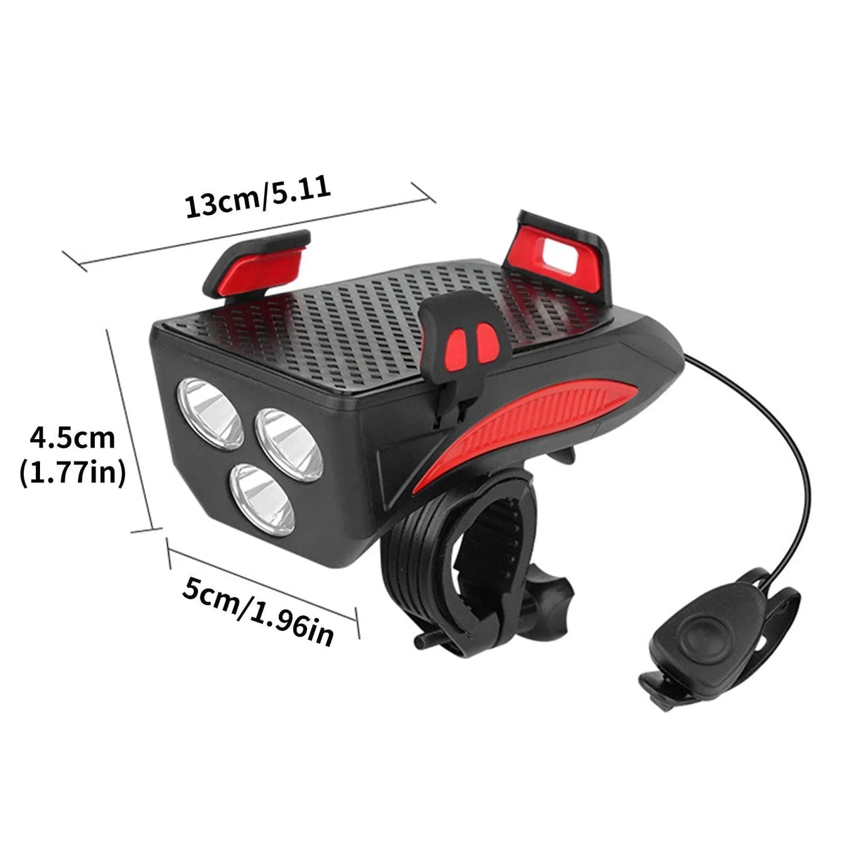 BikeBeam | Lampada per bicicletta 4 in 1 con power bank, supporto per telefono e clacson