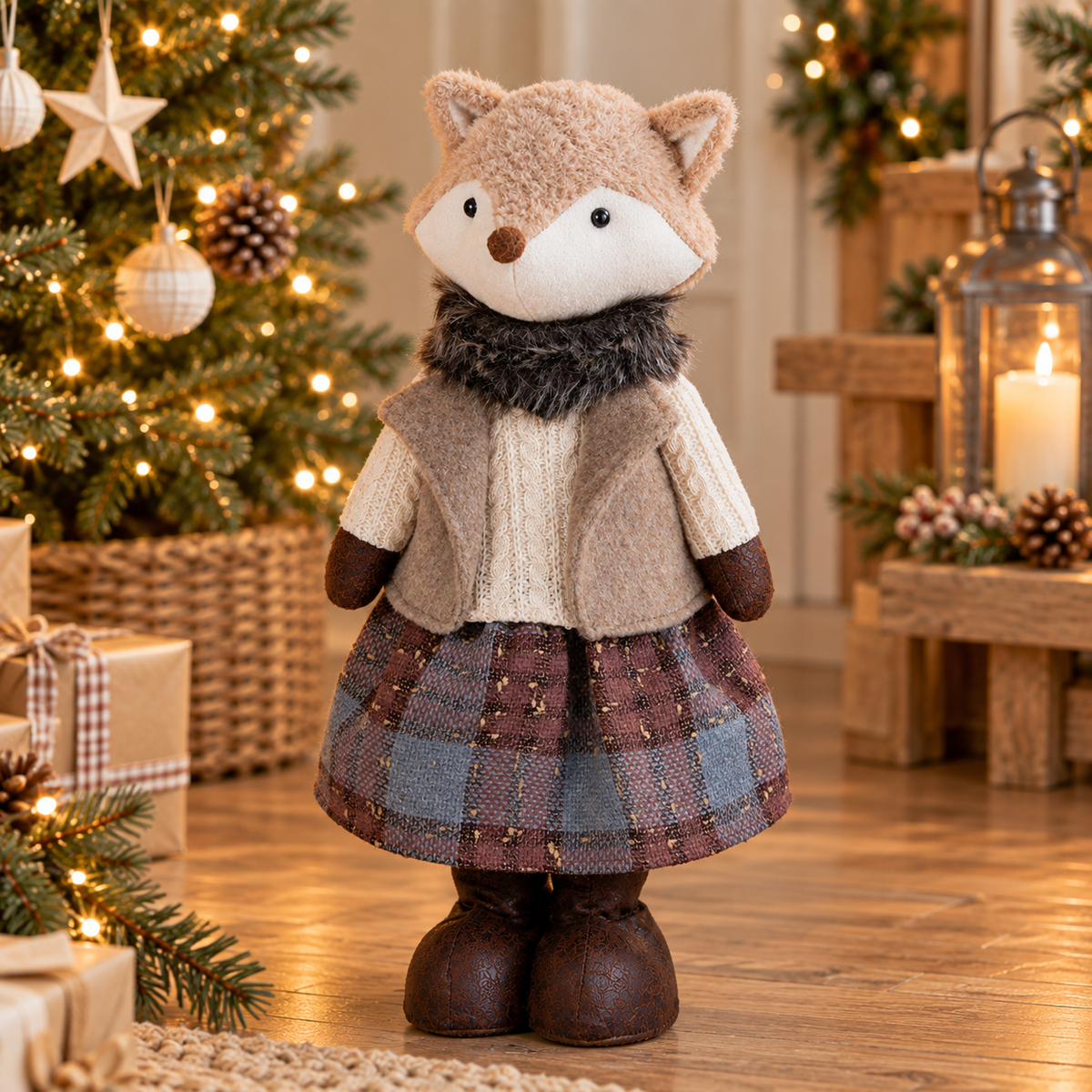 Fellina | Figura natalizia in peluche in piedi, orso, alce o volpe