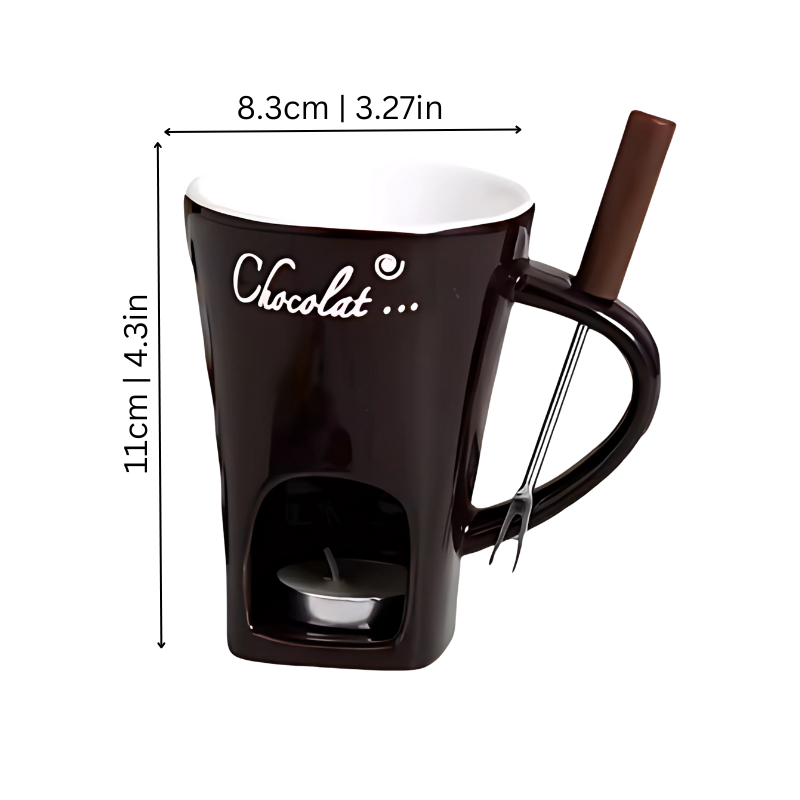 Fondelia | Ceramic Chocolate Fondue Set with Tealight Holder, Set of 2