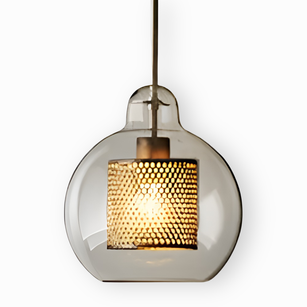 HiveGlim - Lampada a sospensione geometrica in vetro con design a nido d’ape - Illuminazione vintage da loft