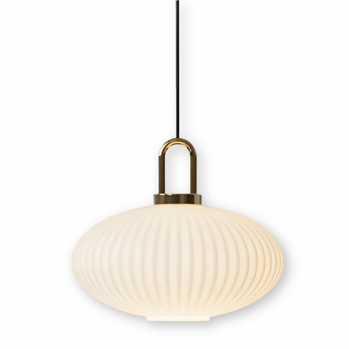 ClaChic Lampada | Lampada a sospensione in vetro in stile scandinavo, design rigato in bianco e oro