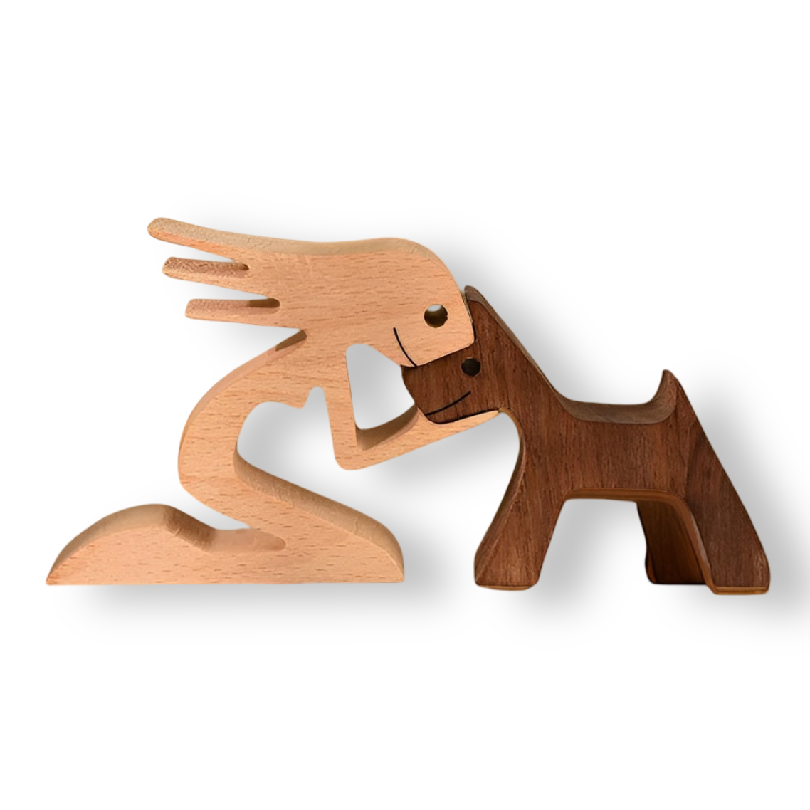 Paws of Love – Handmade Wooden Sculpture of Dog & Human | Symbol of Eternal Connection