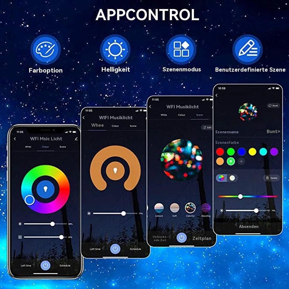 Galvira | Sternenhimmel Projektor mit Bluetooth Lautsprecher, App und Musikmodus