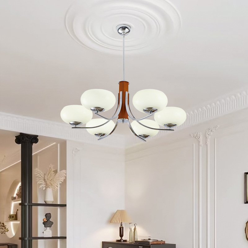 Lunaro | Lampada a sospensione Bauhaus con 3/5 paralumi in vetro opalino