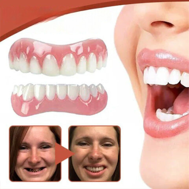 Plavora | Set di protesi dentali in silicone per arcata superiore e inferiore, riutilizzabili