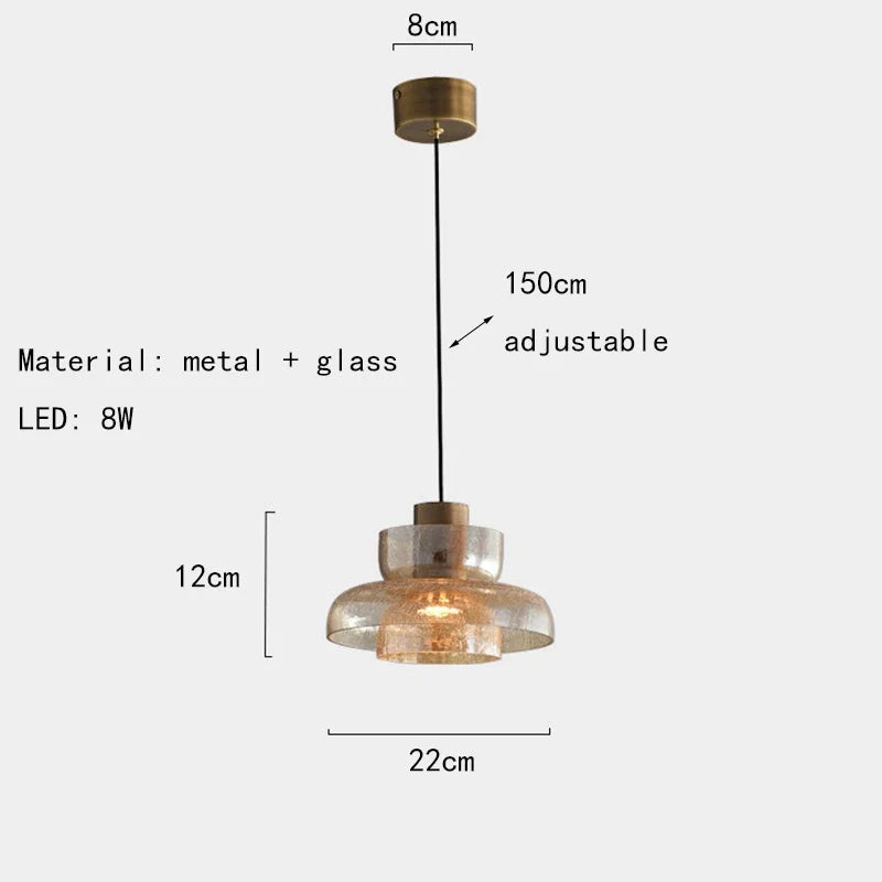 Candelora | Lampada a sospensione moderna in vetro con effetto craquelé