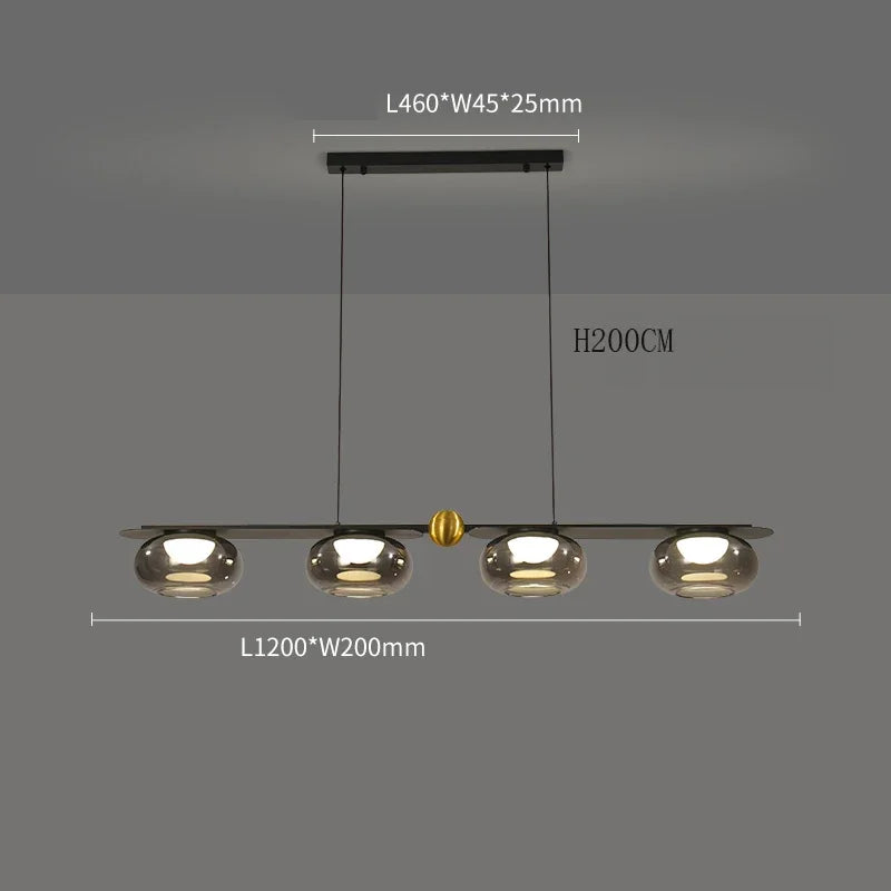 Lampada a sospensione Alexia con 4 cilindri di vetro – Lampada a sospensione LED moderna per sala da pranzo e soggiorno