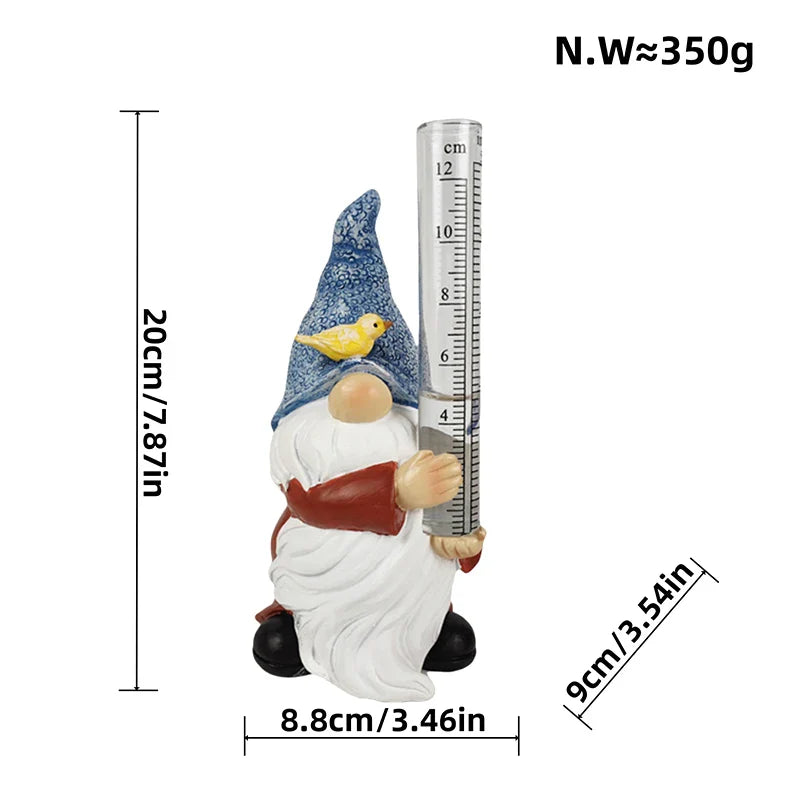 Nano da giardino con pluviometro | Figura decorativa da giardino | Resistente alle intemperie | Resina