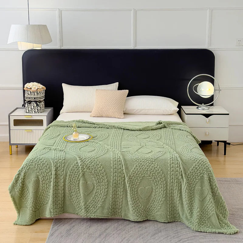 Lunessa | Reversible Cotton Velour Throw with Jacquard Weave, 4 Sizes