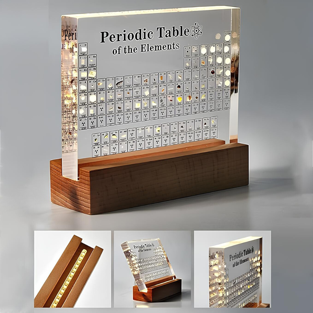 Elementa Lux | illuminated periodic table with real element samples
