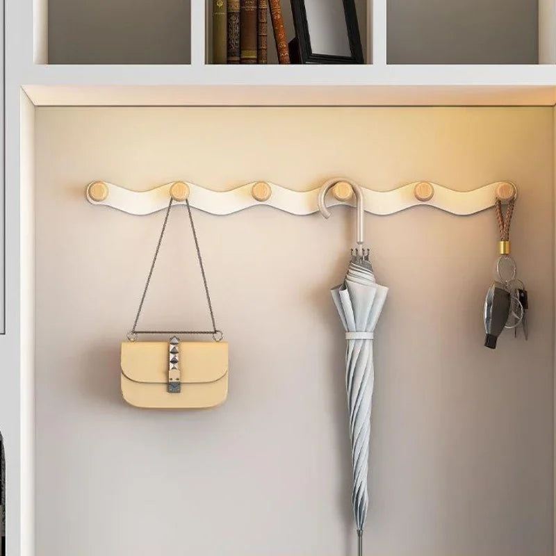 Wall Coat Rack with Creative Wave Hook – Drill-Free Installation