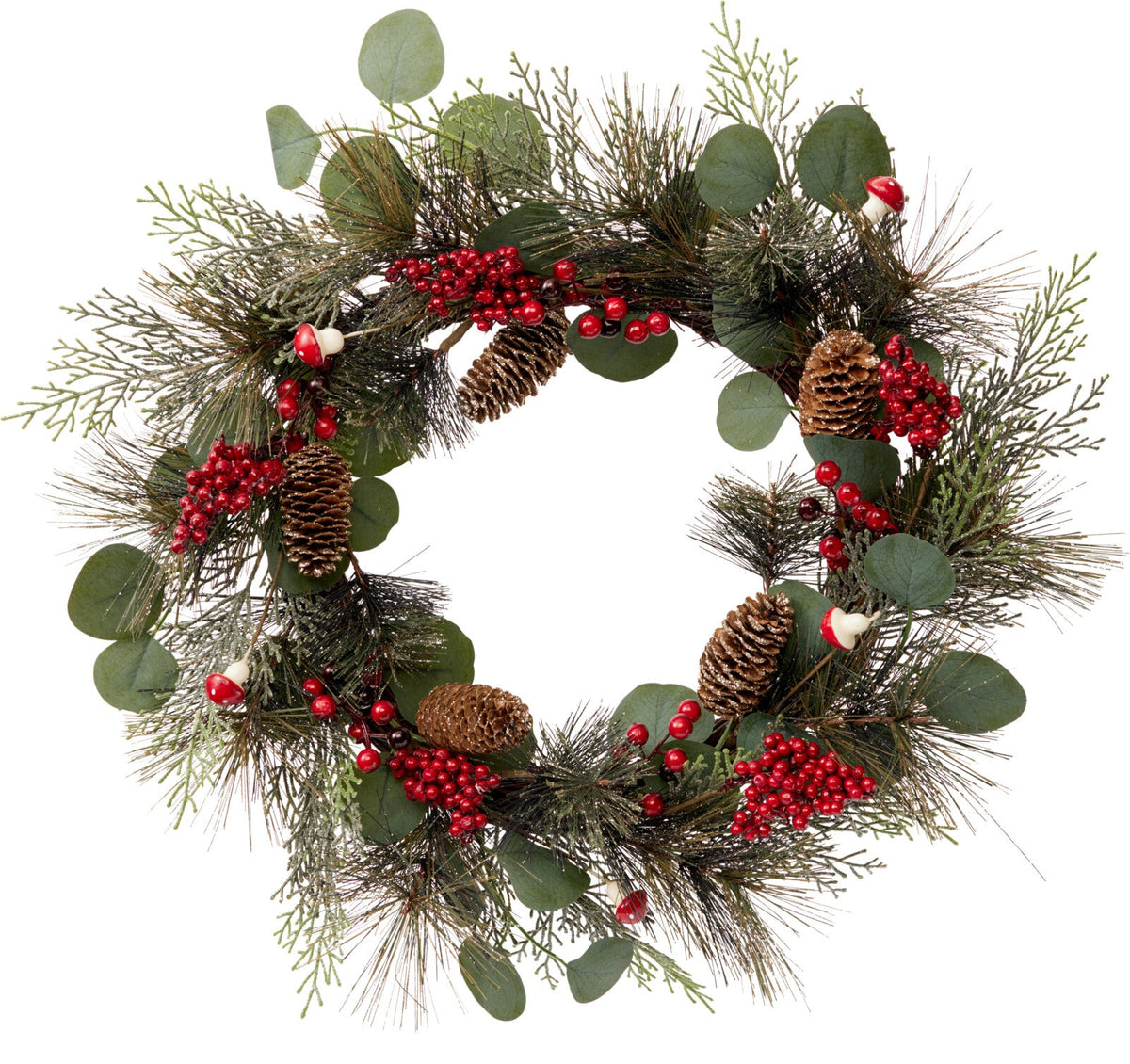 Silvanta | Türkranz Weihnachten mit Zapfen, Beeren und Fliegenpilzen