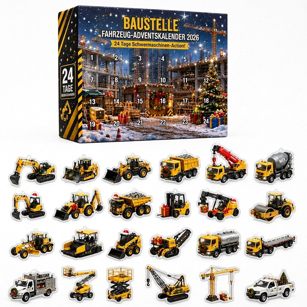 Baggino | Construction Advent Calendar 2026 with 24 Acrylic Vehicle Charms