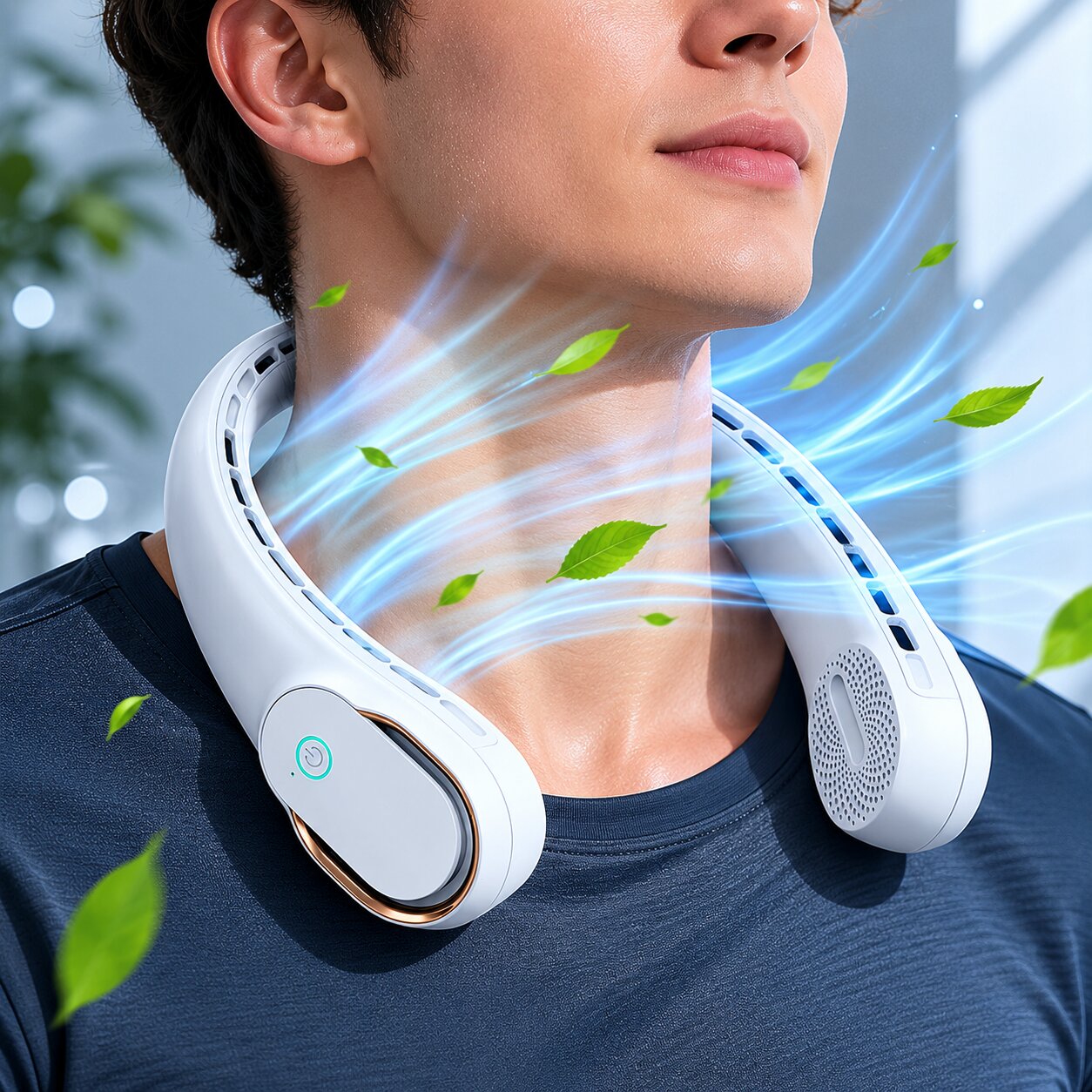 Leiser Bladeless Nackenventilator zum Umhängen | Halsventilator mit 3 Stufen, 4000 mAh Akku & USB | NackenAire