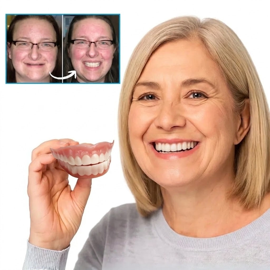 Flexible denture set for the upper & lower jaw made of soft silicone
