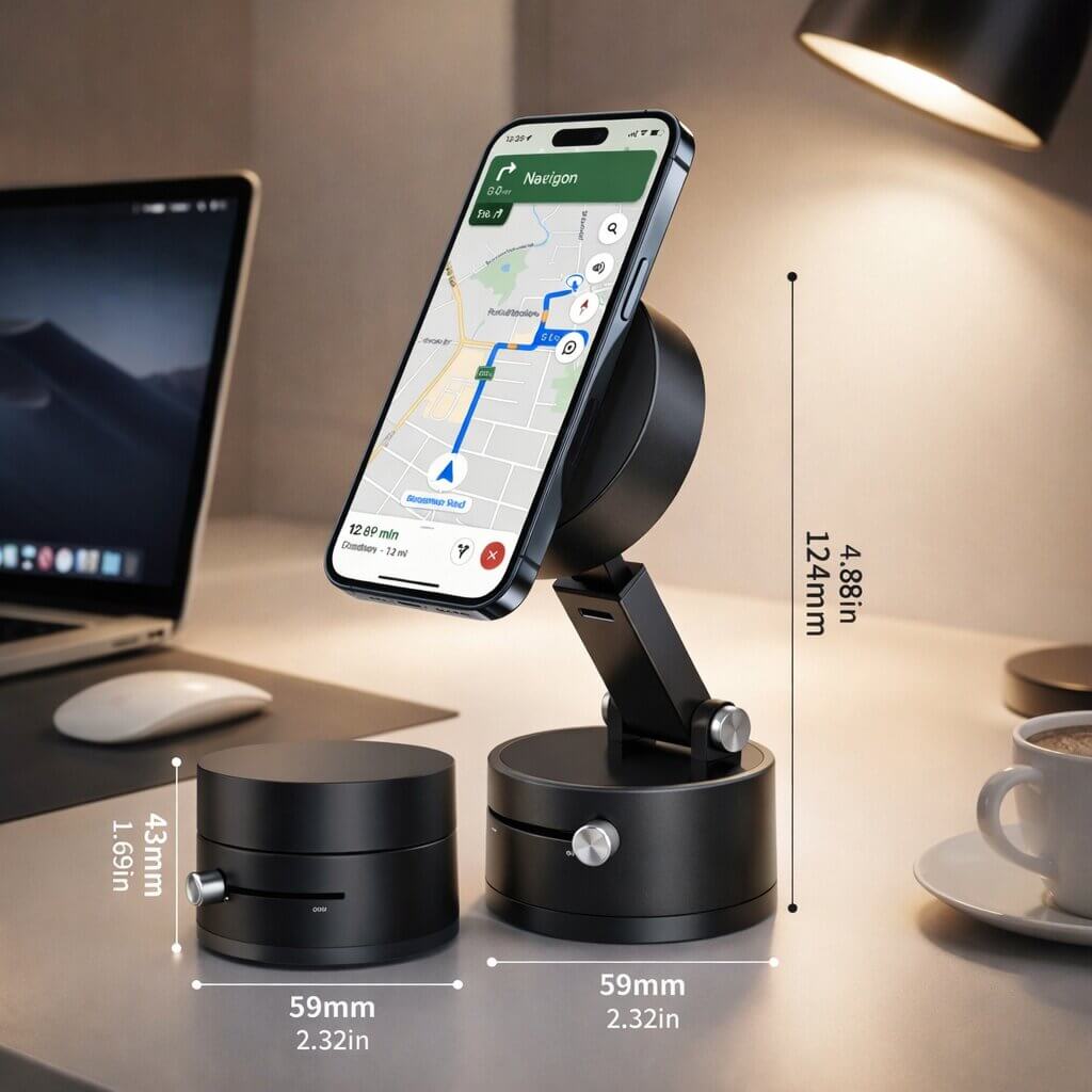 Haftelo | Magnetic Car Phone Mount with Vacuum Suction Cup, 360° Rotating
