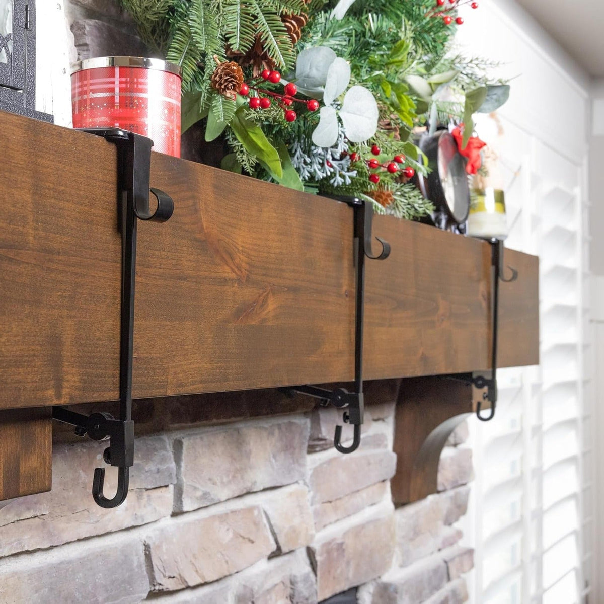 Haltora | Stocking & Garland Holders for Mantel, Set of 3, Adjustable, up to 9 kg