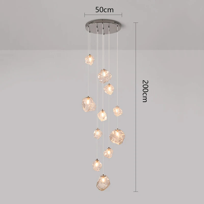 Cascilo | LED Pendelleuchte fürs Treppenhaus, 7 oder 11 Lichter, 200 cm Kabel