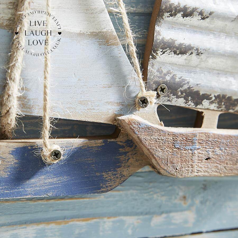Maristo | Maritime Wanddeko Segelboote aus Holz und Metall, 64 cm
