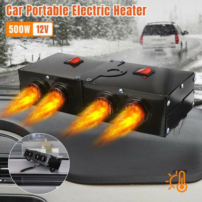 Thermavo | Riscaldatore per auto 12V 500W con elemento riscaldante in ceramica e 4 ventole