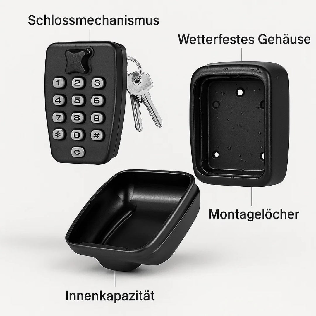Key safe with code for outdoors | Weather-resistant key safe for wall mounting | For home, office & holiday apartment