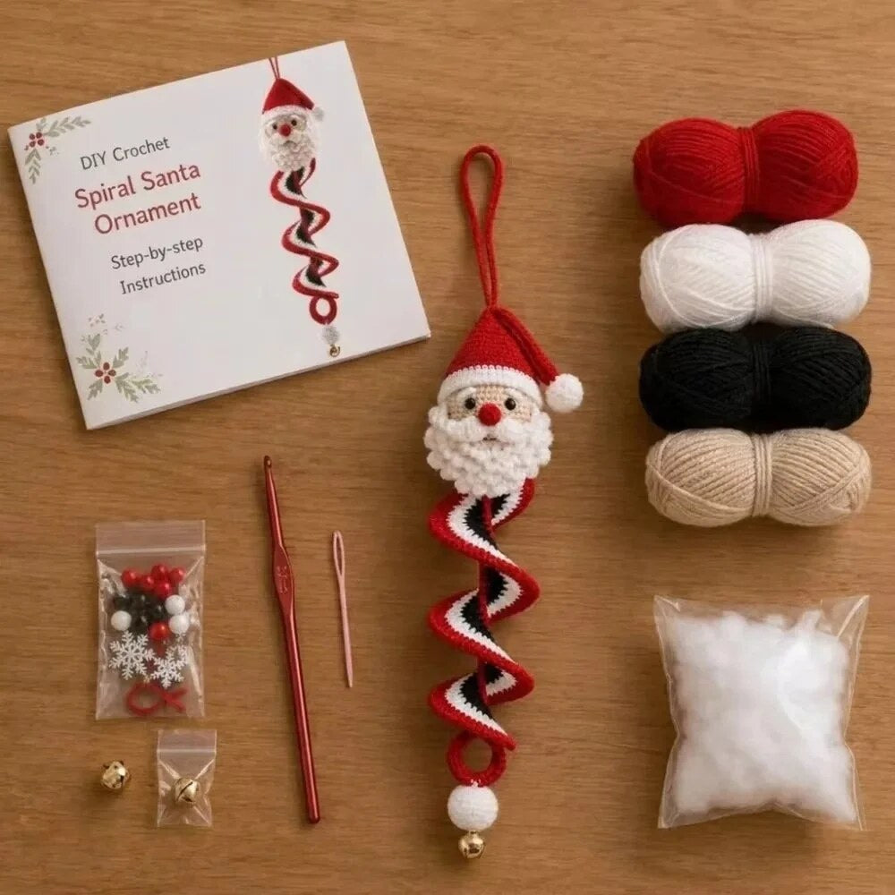 Crochiva | Crochet Christmas Decoration, DIY Kit for Spiral Ornaments with Hanging Loop