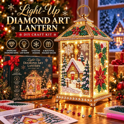 Elvana | Lanterna decorativa natalizia con diamond painting e luce LED