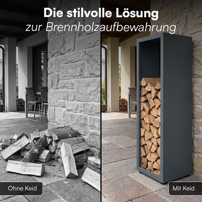Brenvik | Kaminholzregal aus verzinktem Stahl, wetterfest, höhenverstellbare Füße