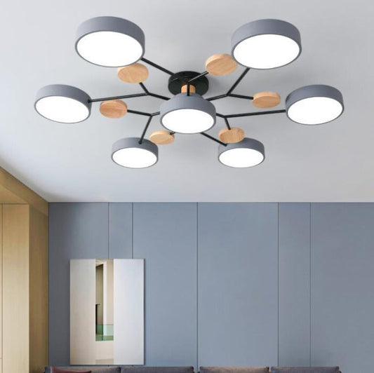 Zeitgenössische skandinavische runde Molekül-Zweige-Design LED Semi-Flush Mount Deckenleuchte für das Wohnzimmer