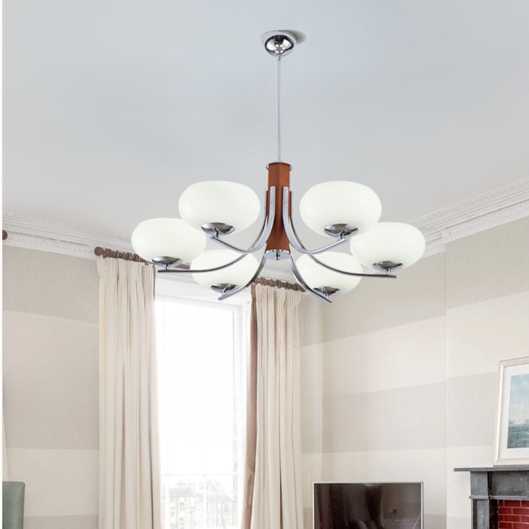 Lunaro | Lampada a sospensione Bauhaus con 3/5 paralumi in vetro opalino