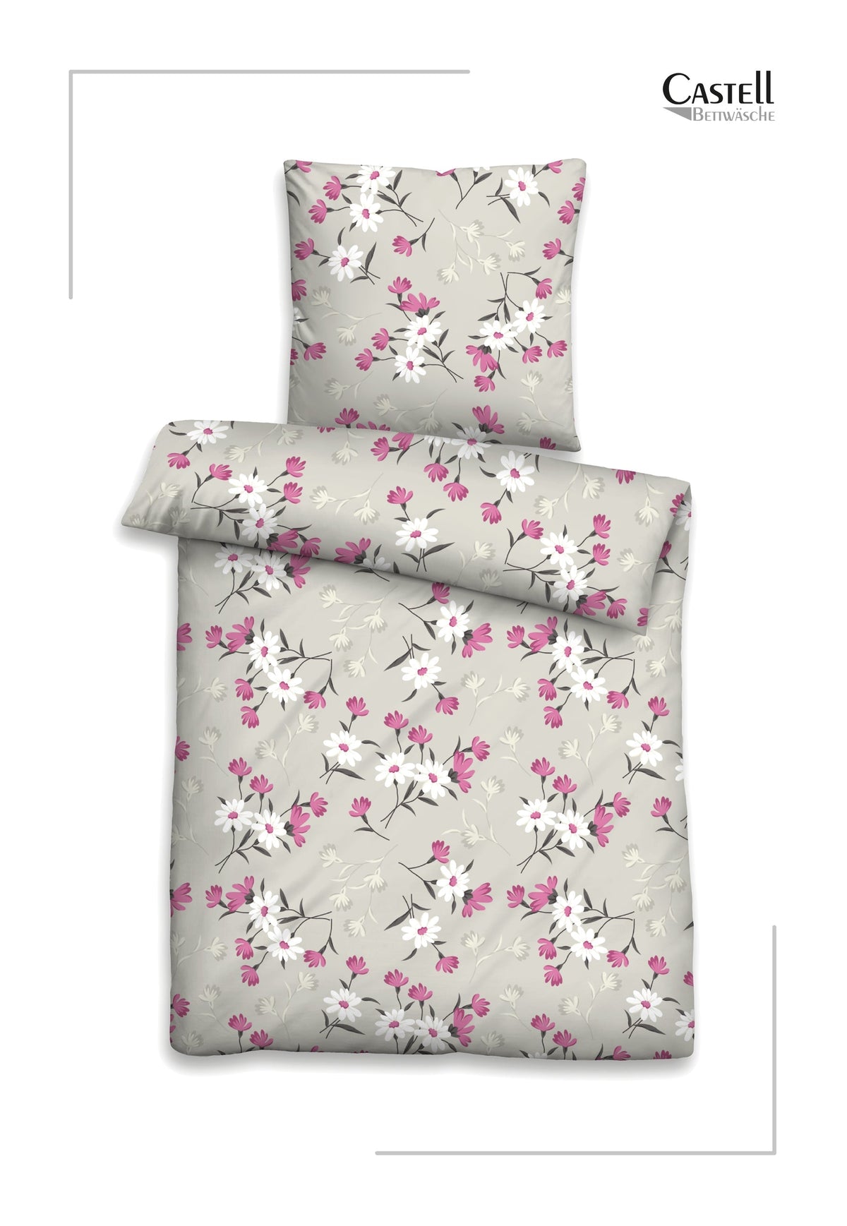 Brombia | Ropa de cama de franela de algodón con estampado floral, de 3 piezas con sábana bajera