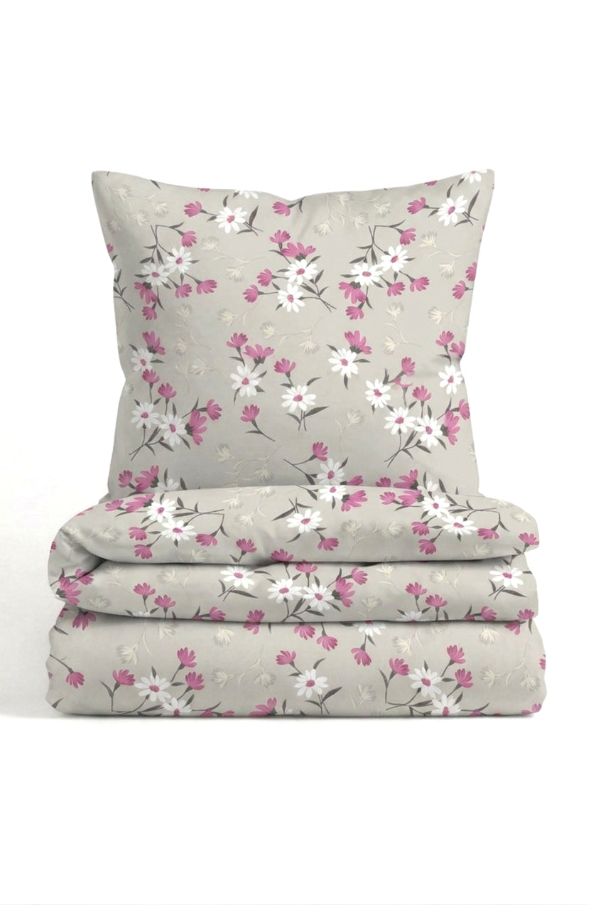 Brombia | Ropa de cama de franela de algodón con estampado floral, de 3 piezas con sábana bajera