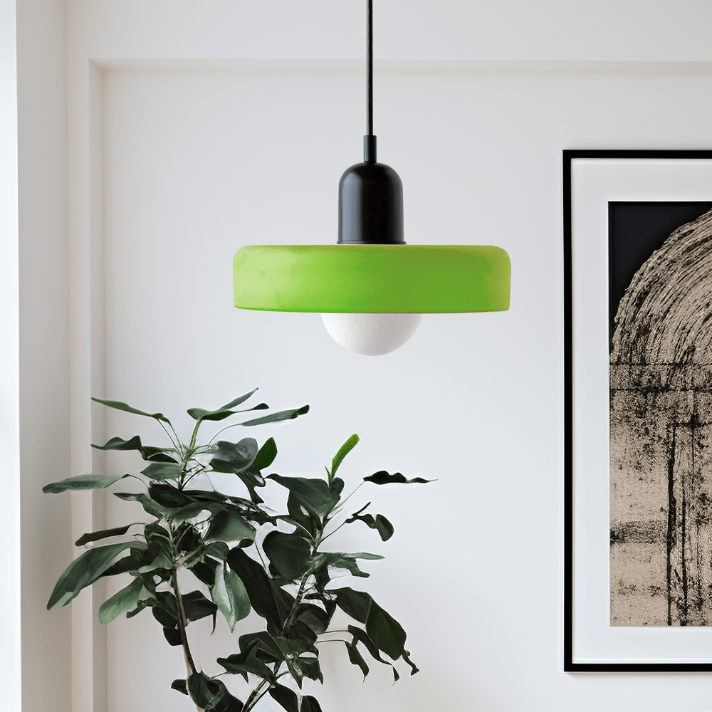 Lunari Halo | Lampada a sospensione in vetro colorato in stile Bauhaus