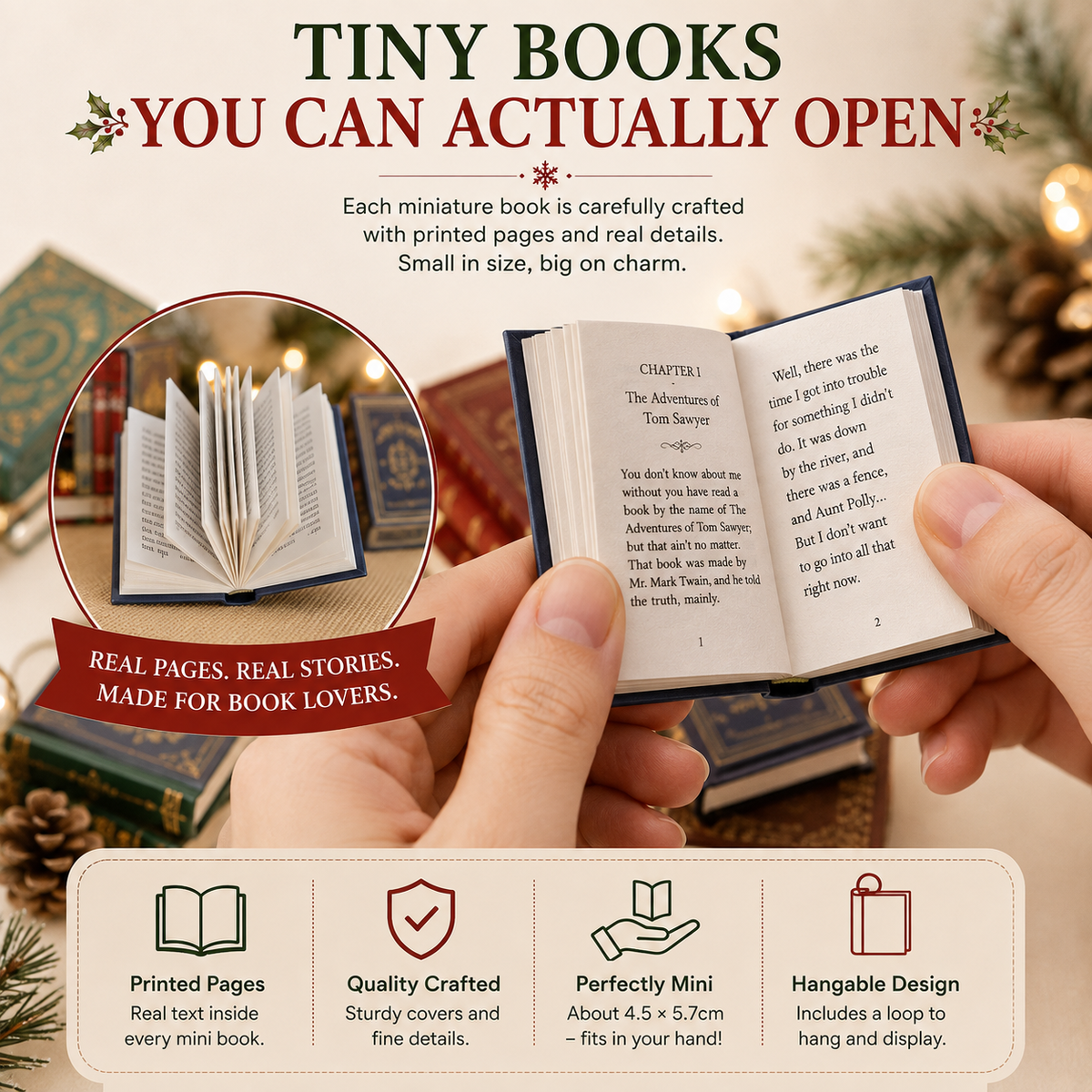 Librelo | Adventskalender mit 25 Mini-Büchern zum Aufhängen